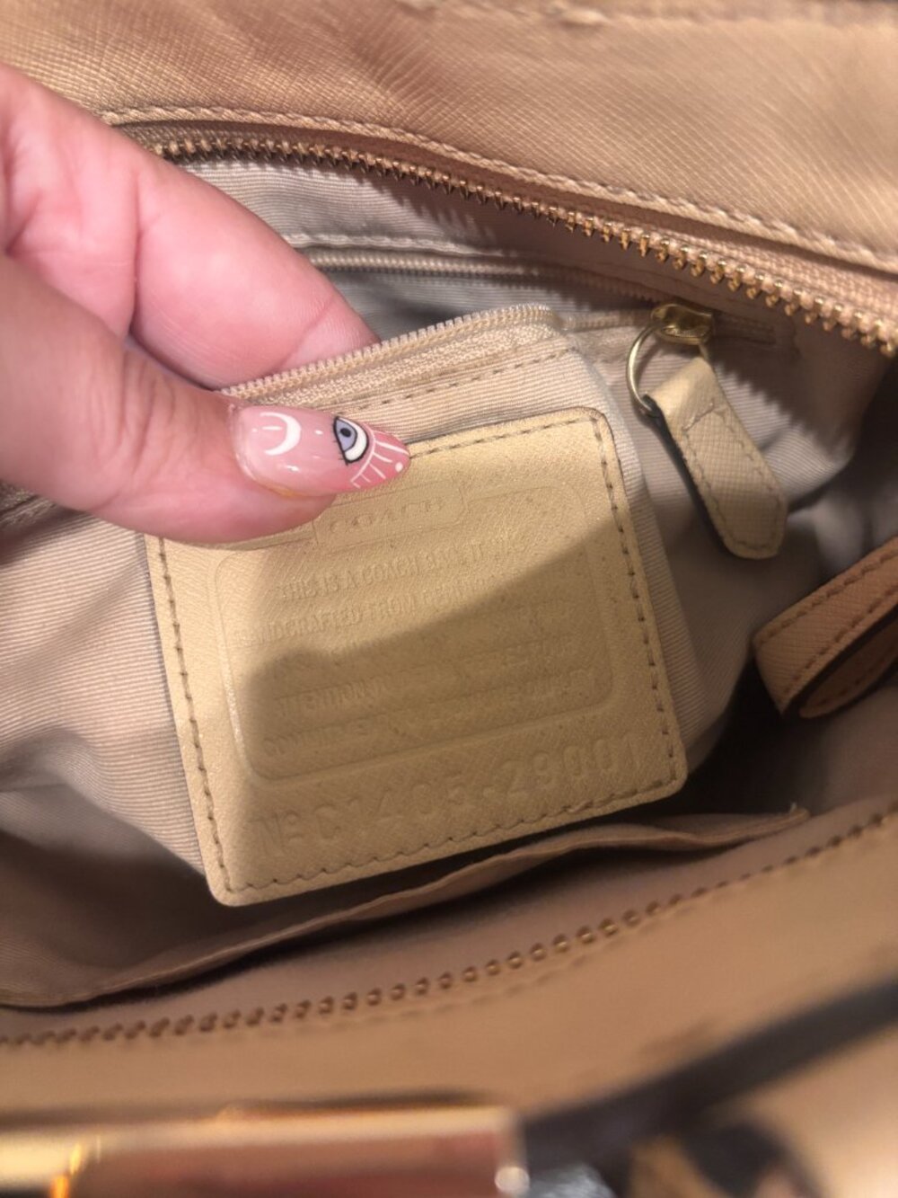 Coach 29001 Saffiano Leather Mini North South Madison Tote Bag Purse Tan - Picture 5 of 7